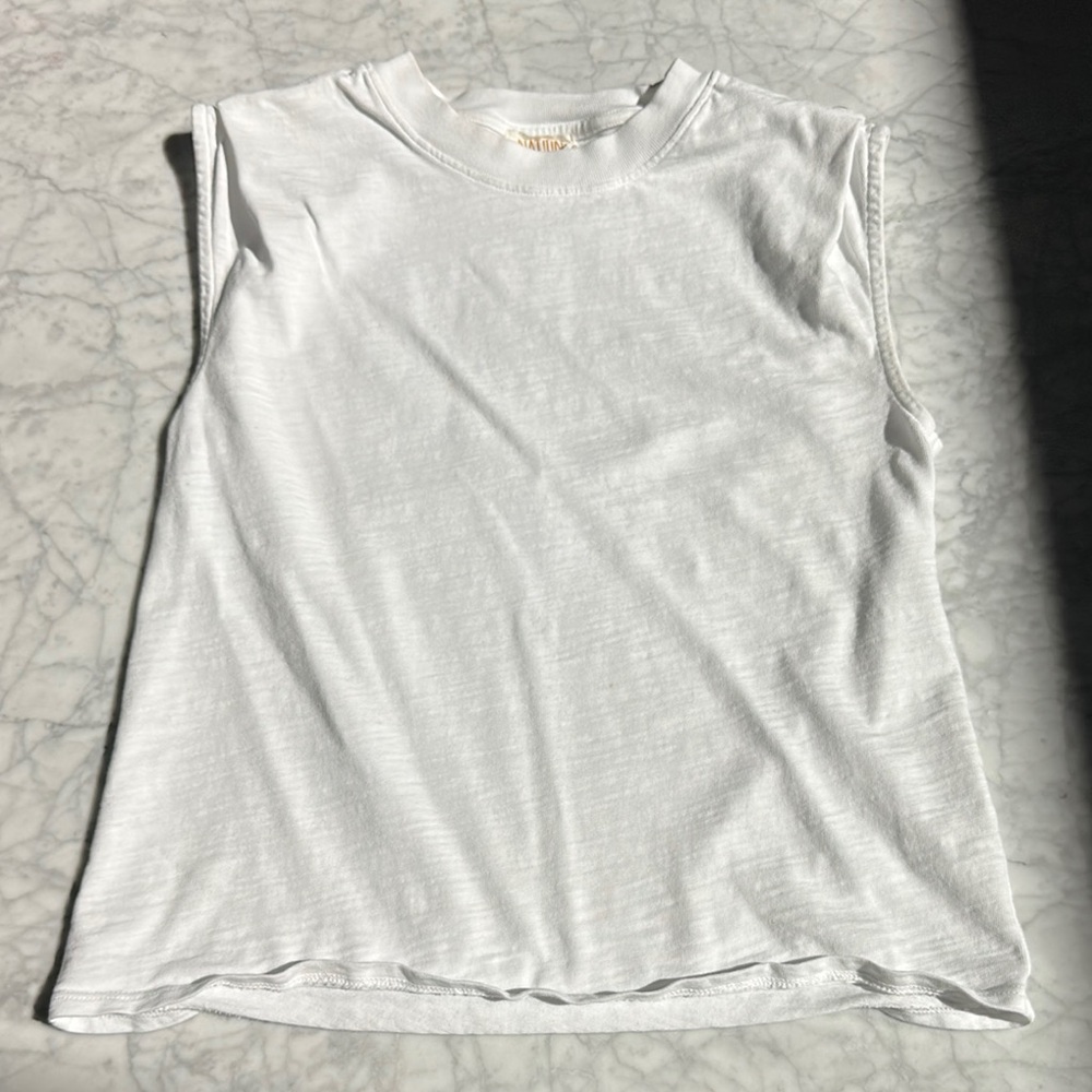 Nation LTD White Sleeveless Muscle Tee